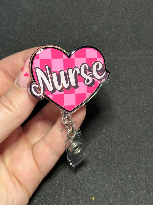 Checkered Nurse Badge Reel