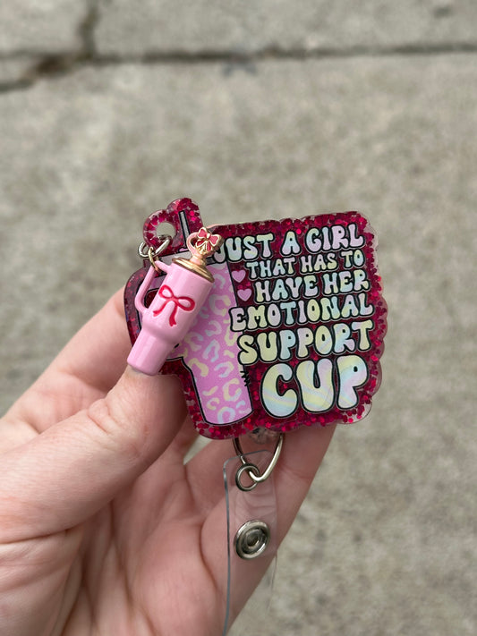 Emotional Support Cup Badge Reel