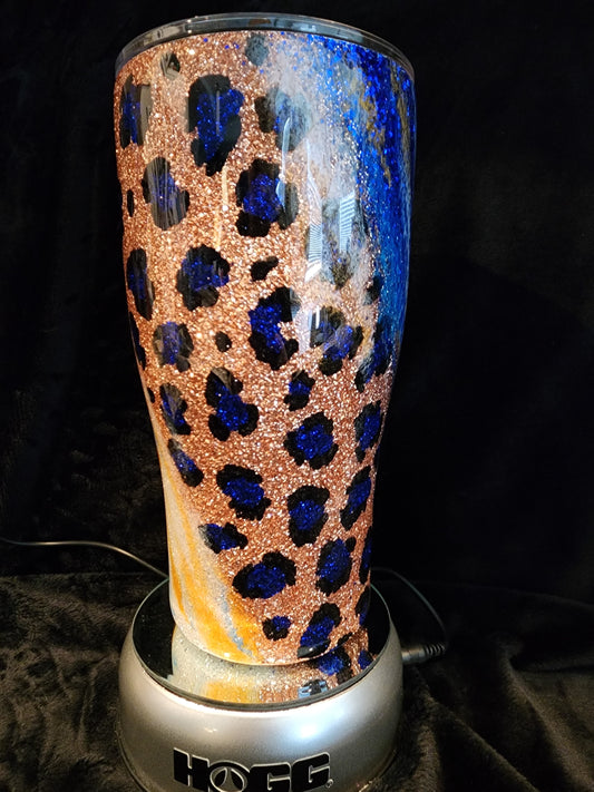 Blue & Gold Cheetah Tumbler